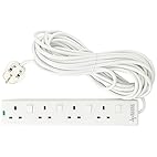PRO ELEC PELB1942 4 Gang Switched Surge Protected Extension Lead White, 10m